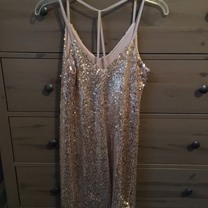 NWT T-Strap Champaign Gold Sequin Dress